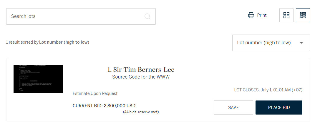 Tim Berners-Lee NFT