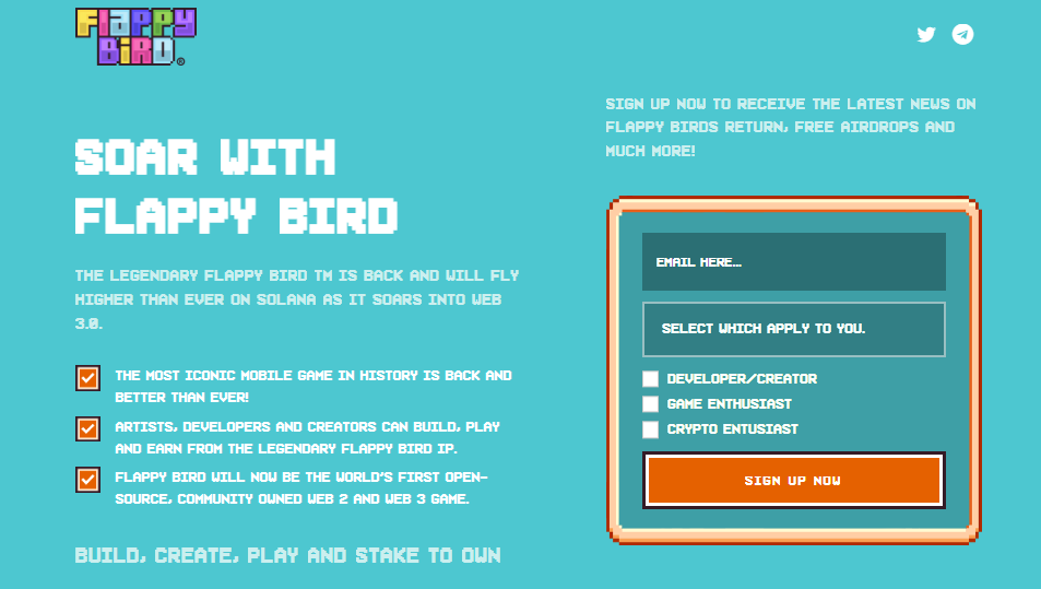 halaman permainan play-to-earn flappy bird