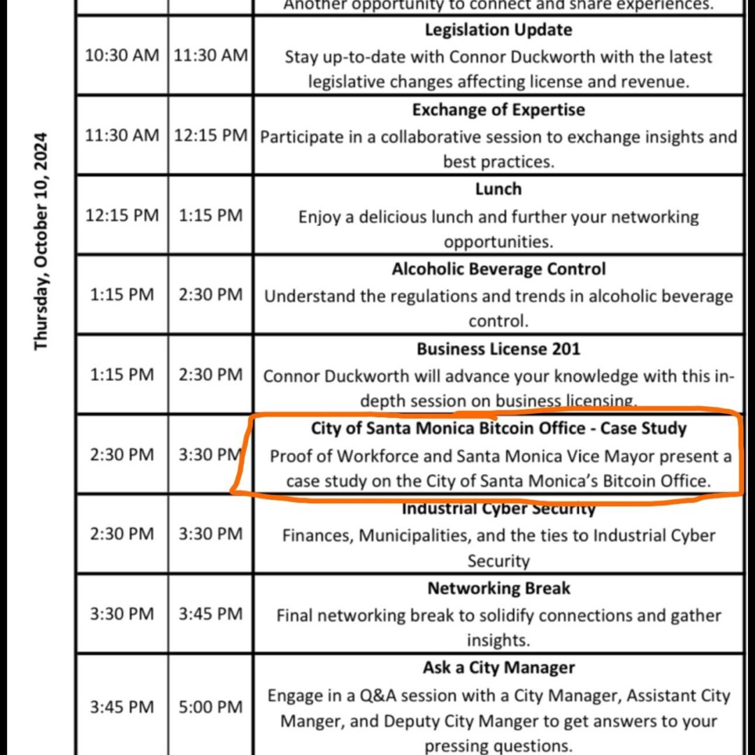 jadwal pertemuan CMRTA bitcoin santa monica