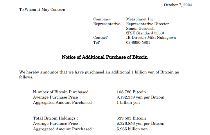 pembelian bitcoin metaplanet 7 oktober