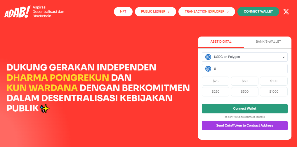 Para pemilih dapat melakukan donasi pada Program adab dharma pongrekun dan wakilnya 