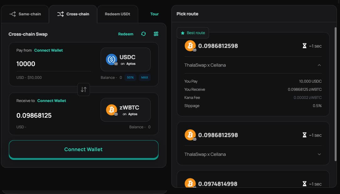 contoh cross-chain swap di Kana Labs