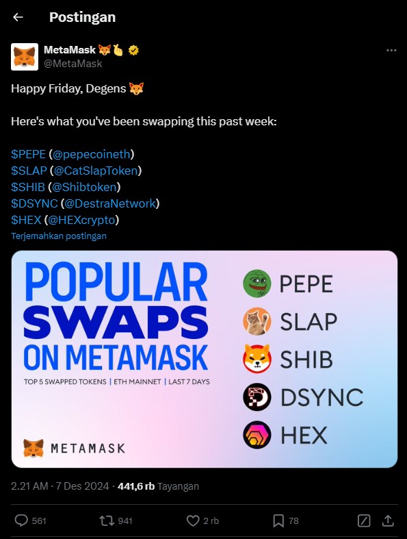 meme coin SLAP terpopular di Metamask