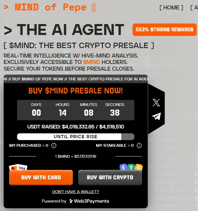 token AI agent baru MIND dalam masa presale dan staking