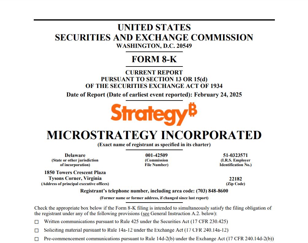 Laporan Form 8-K Terkait Investasi Bitcoin Strategy