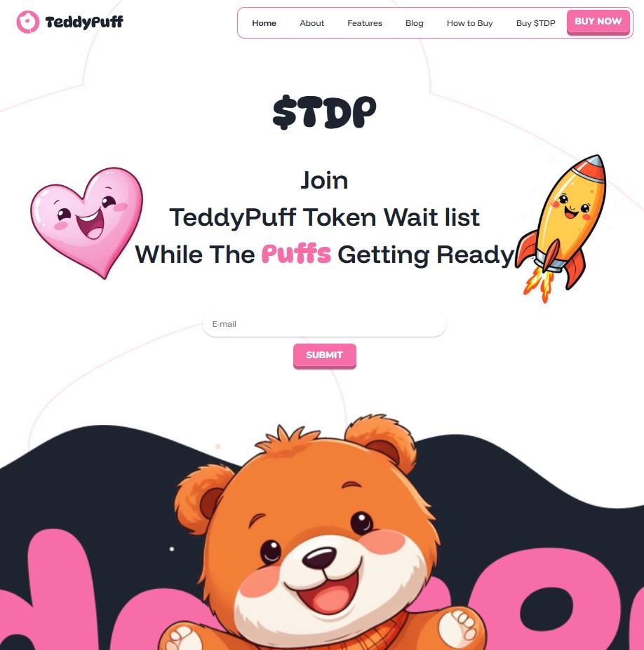 Tampilan situs web token meme baru TeddyPuff