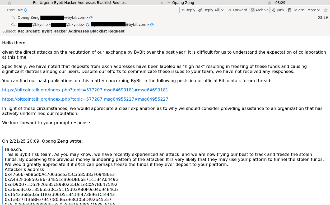 Tangkapan Email dari Bybit - eXch