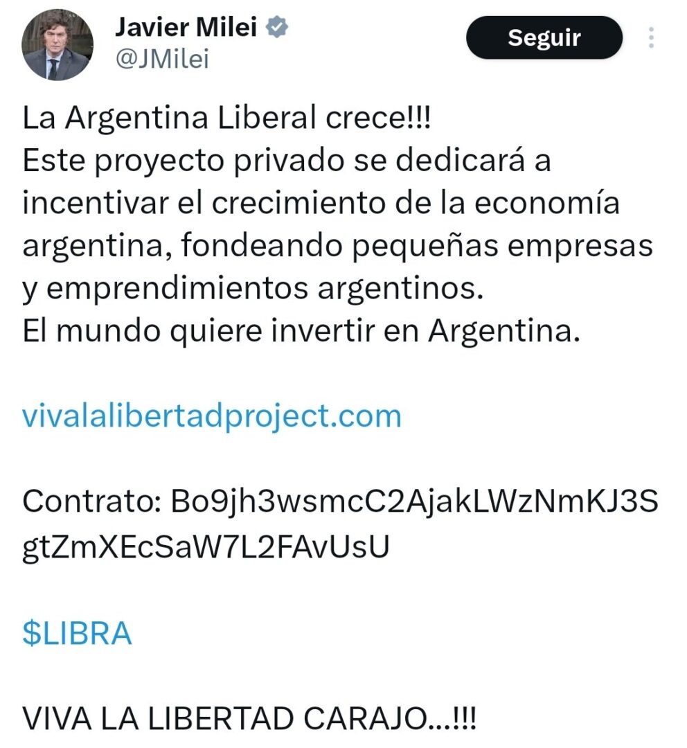 Tweet Javier Milei Terkait LIBRA