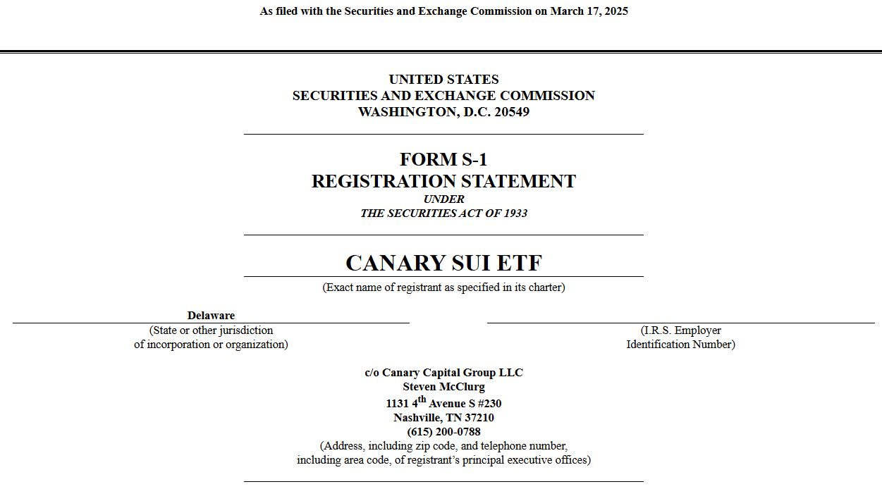 Dokumen Pengajuan Canary SUI ETF ke SEC