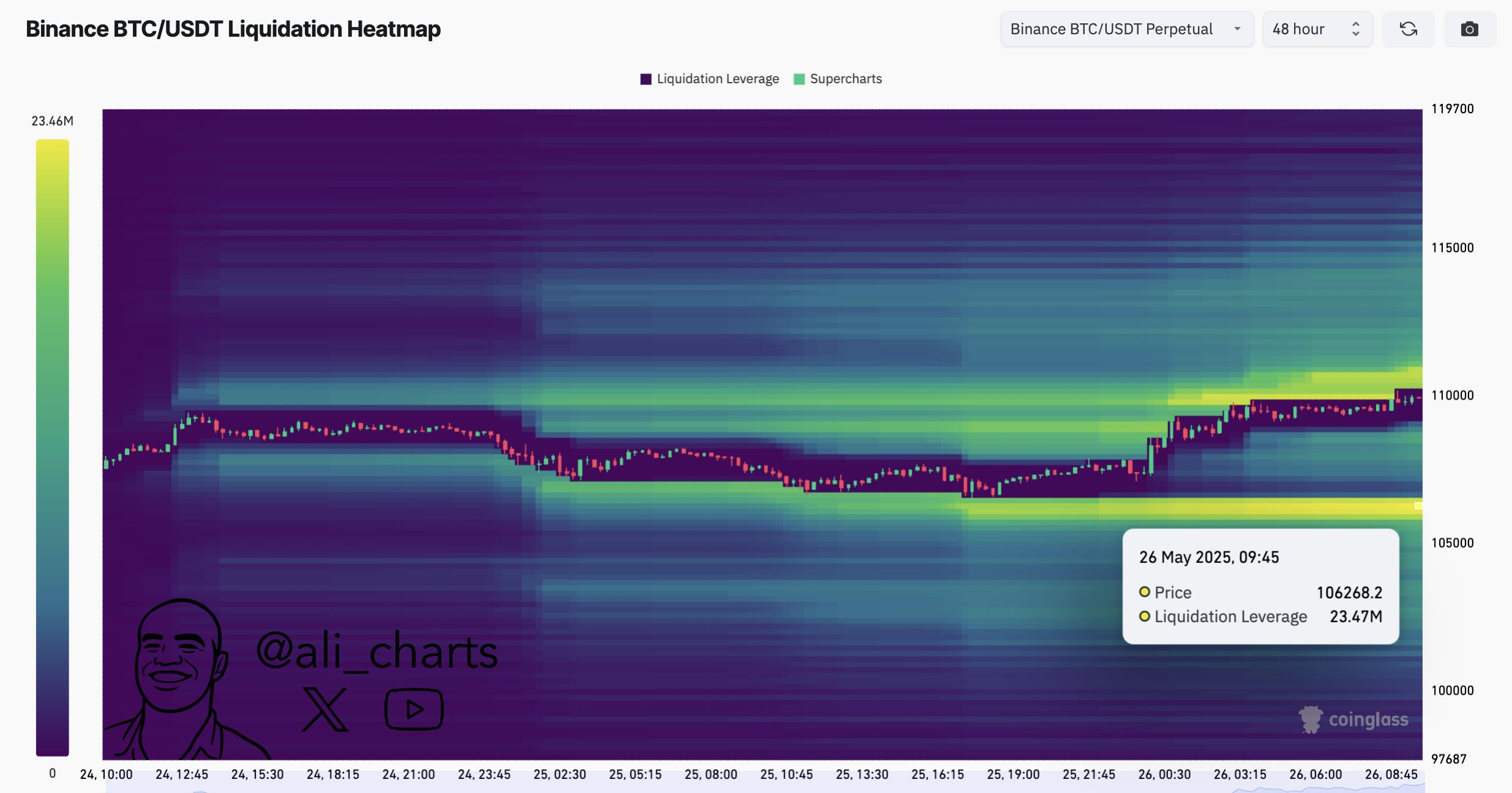 Bitcoin Liquidation Heatmap - Ali Martinez
