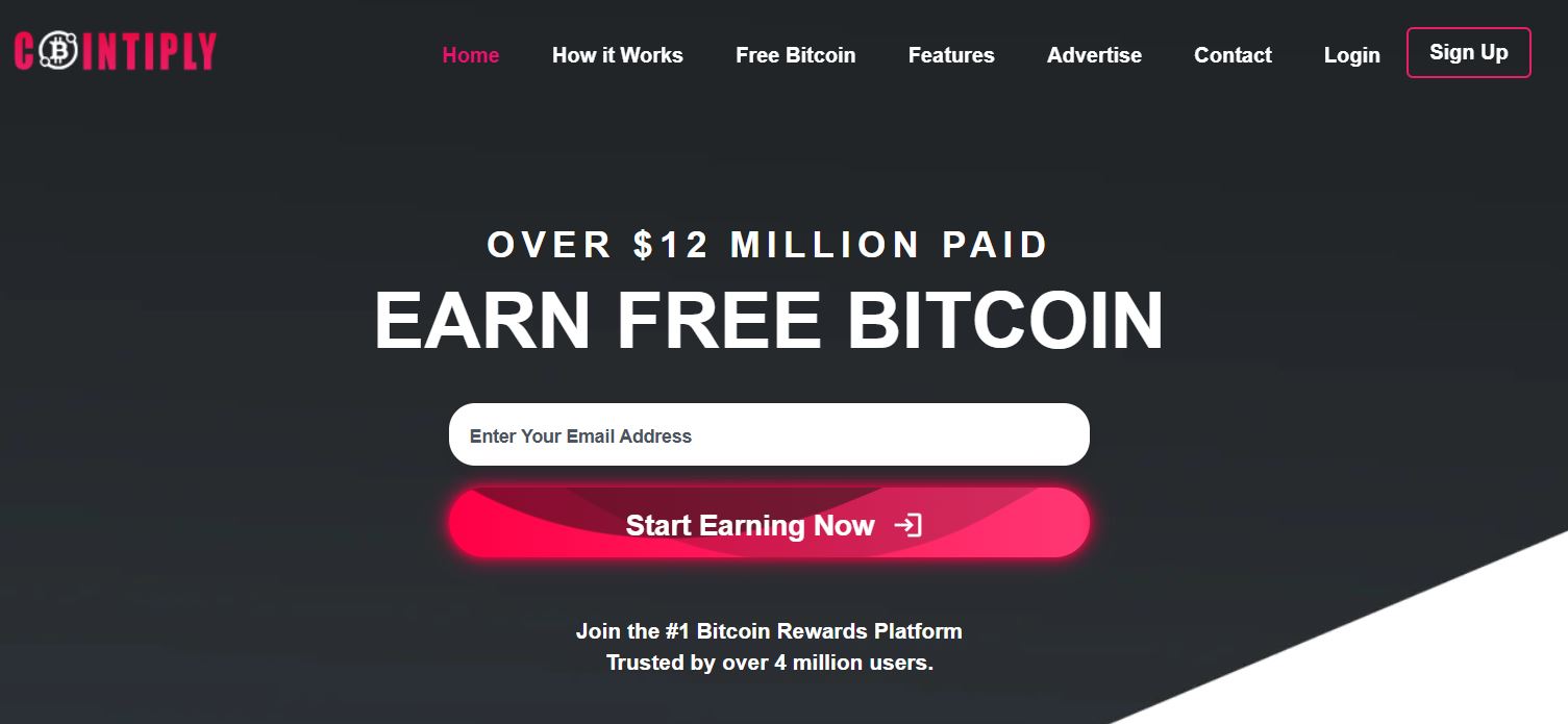 Tampilan Website Faucet BTC Cointiply