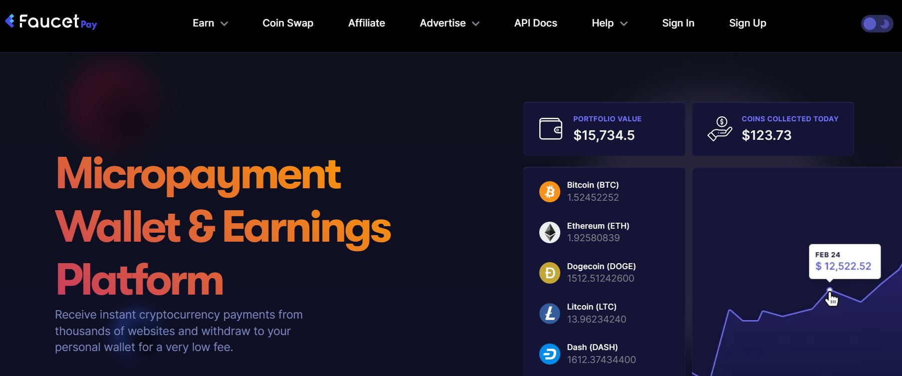 Tampilan Website Faucet Bitcoin FaucetPay