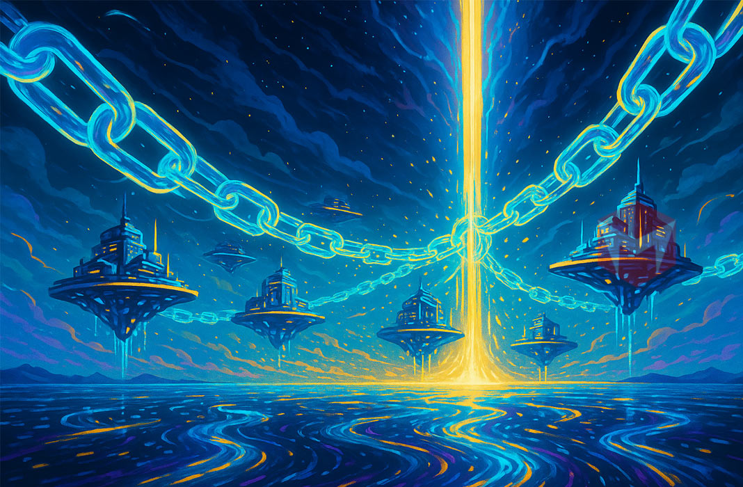 ilustrasi teknologi blockchain dan proyek crypto