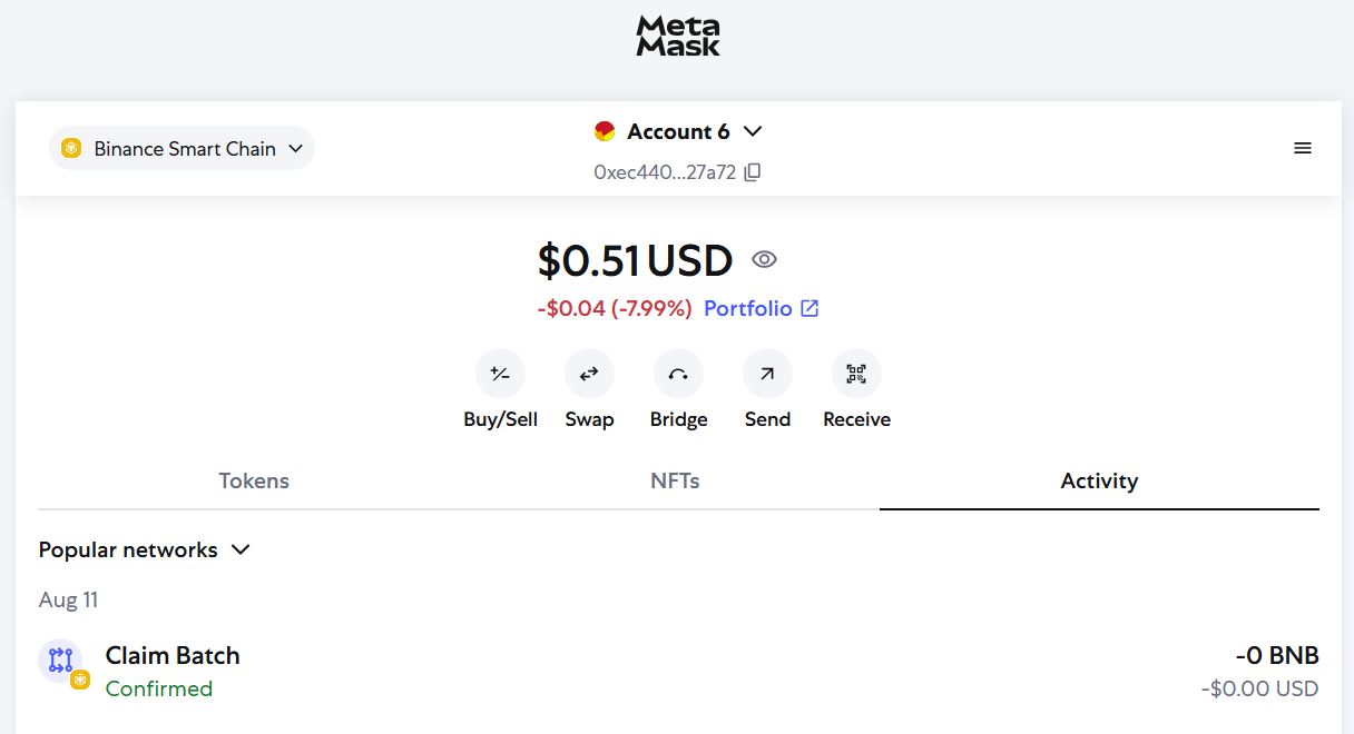 Metamask wallet BEP20