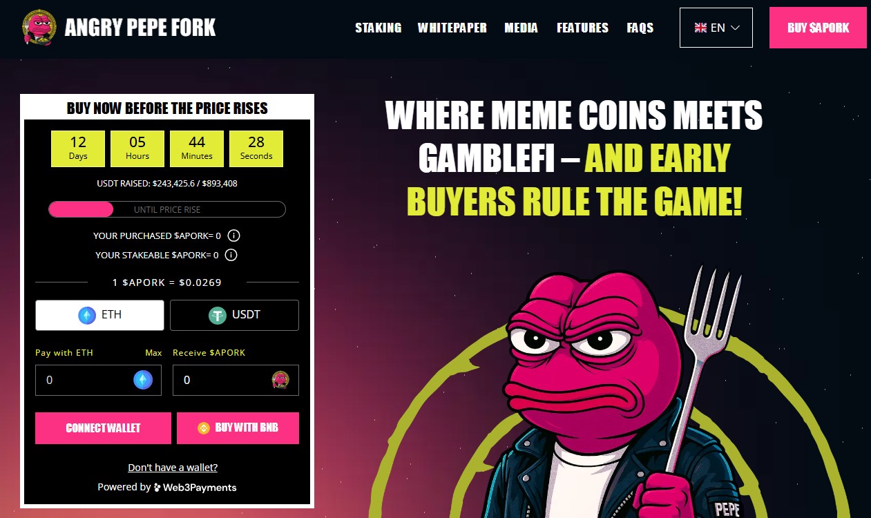 tampilan laman presale meme coin APORK