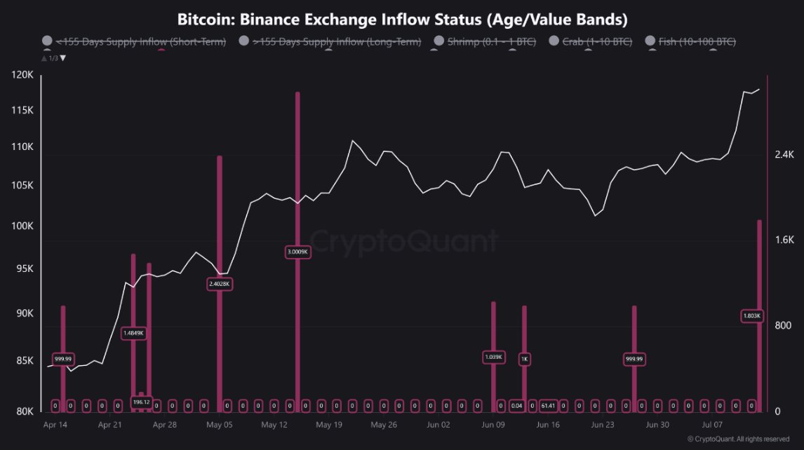 Binance Exchange Inflow Status - Crazzyblockk