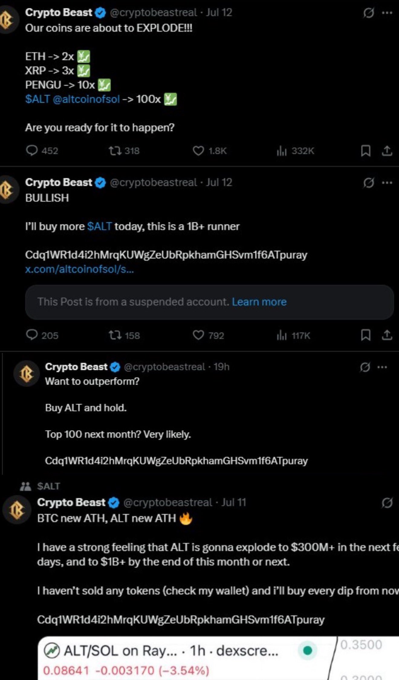 Promosi Koin ALT oleh Crypto Beast