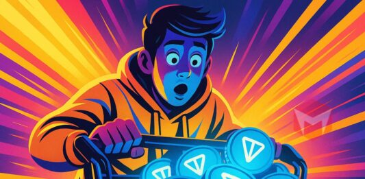 ilustrasi seorang muda membeli mata uang kripto TON
