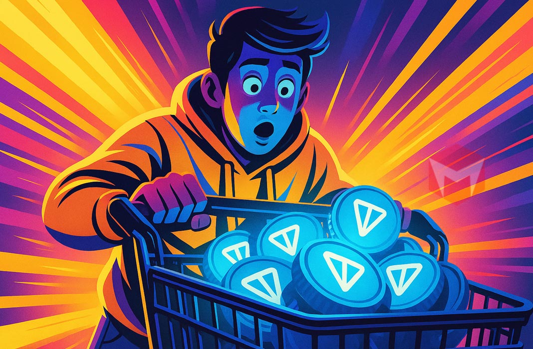 ilustrasi seorang muda membeli mata uang kripto TON