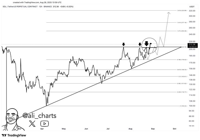 Analisis harga SOL menurut Ali Martinez