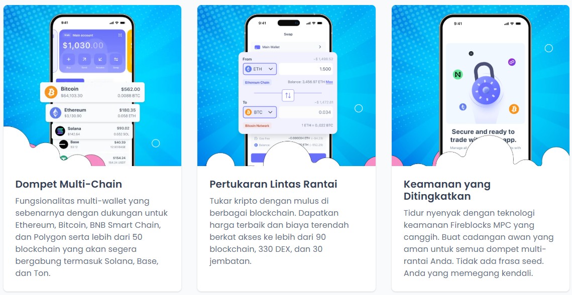 Beberapa fitur unggulan dari dompet kripto Best Wallet