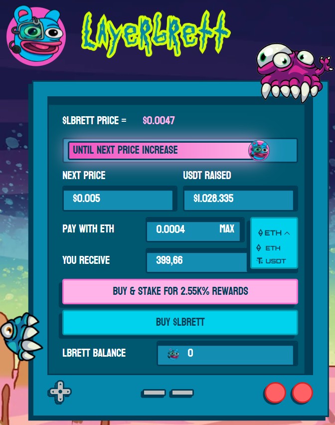Laman presale token baru BRETT dari LayerBrett