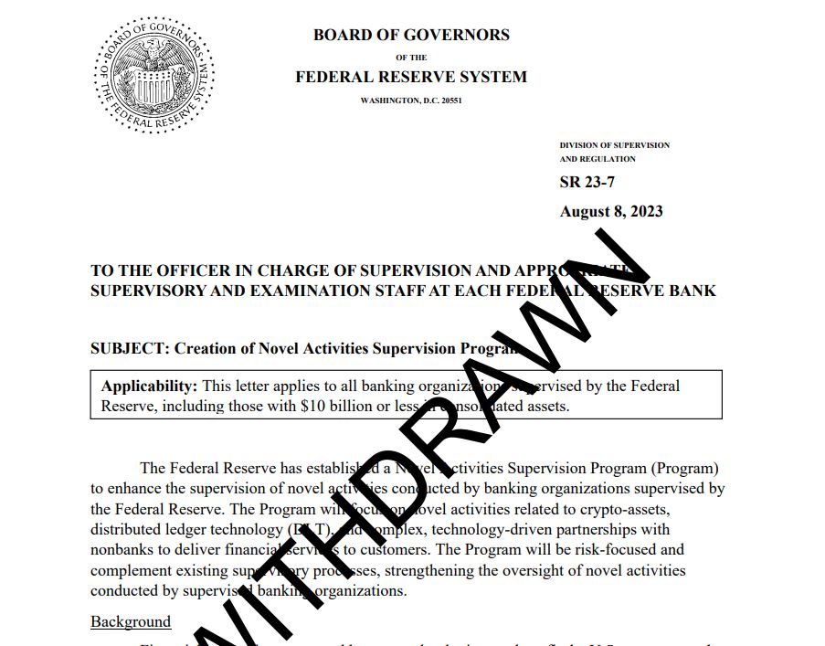 Pencabutan Dokumen SR 23-7 The Fed