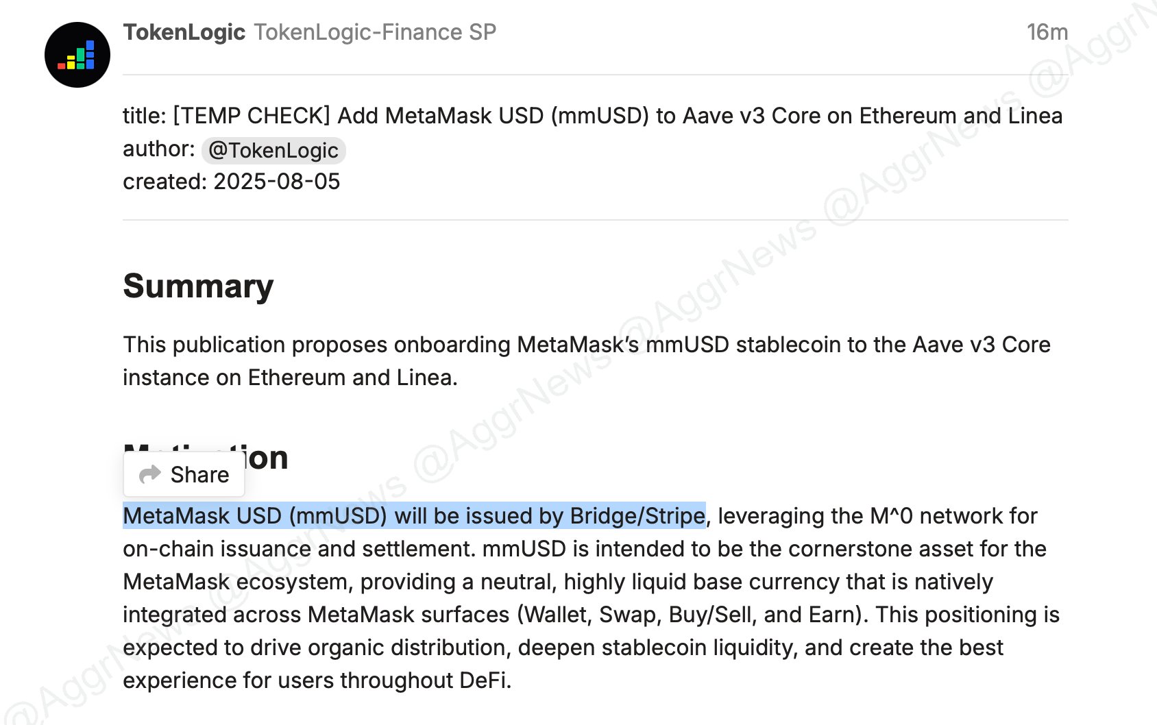 Proposal Stablecoin MetaMask - Aggr News