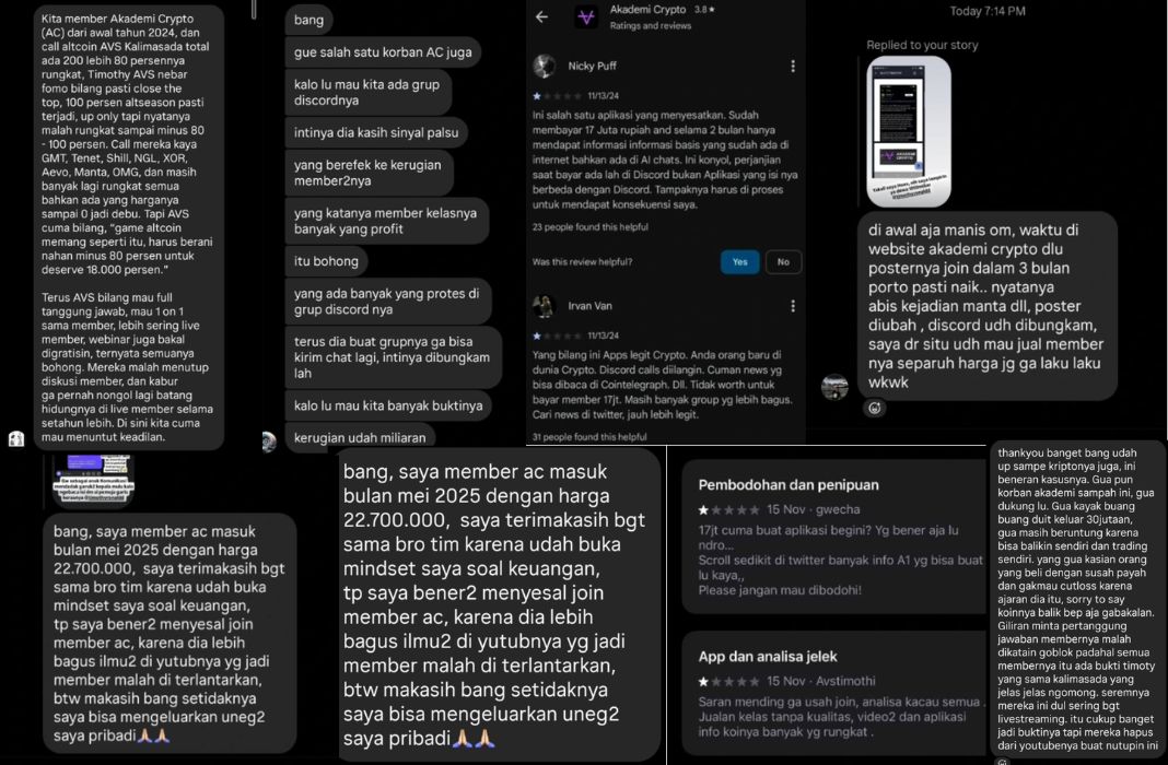 Tangkapan Layar Member Akademi Crypto yang Berkeluh Kesah