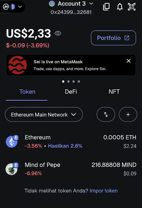 Contoh lain tampilan crypto hot wallet Metamask