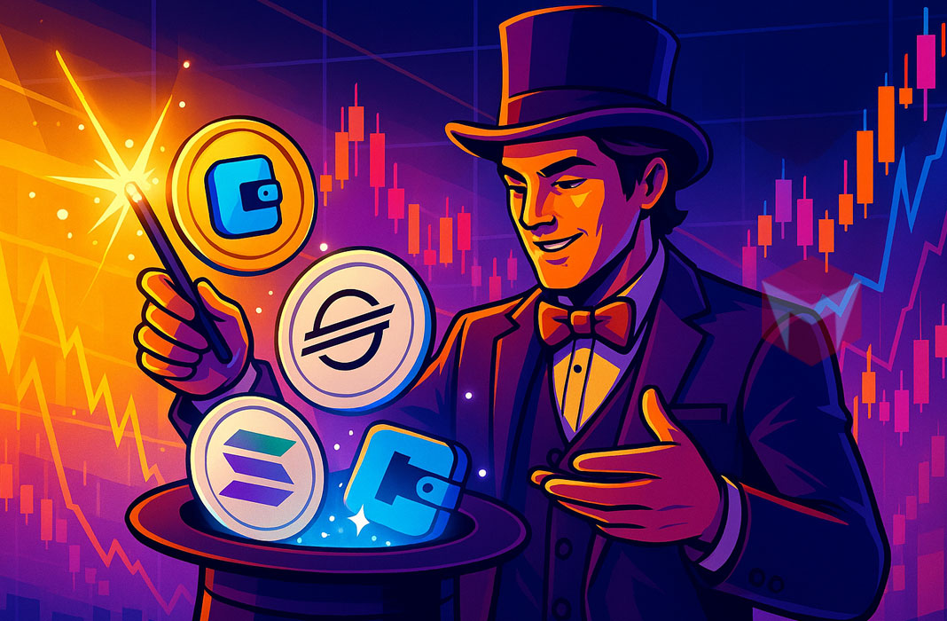 ilustrasi altcoins xlm stellar solana sol dan presale token CWT