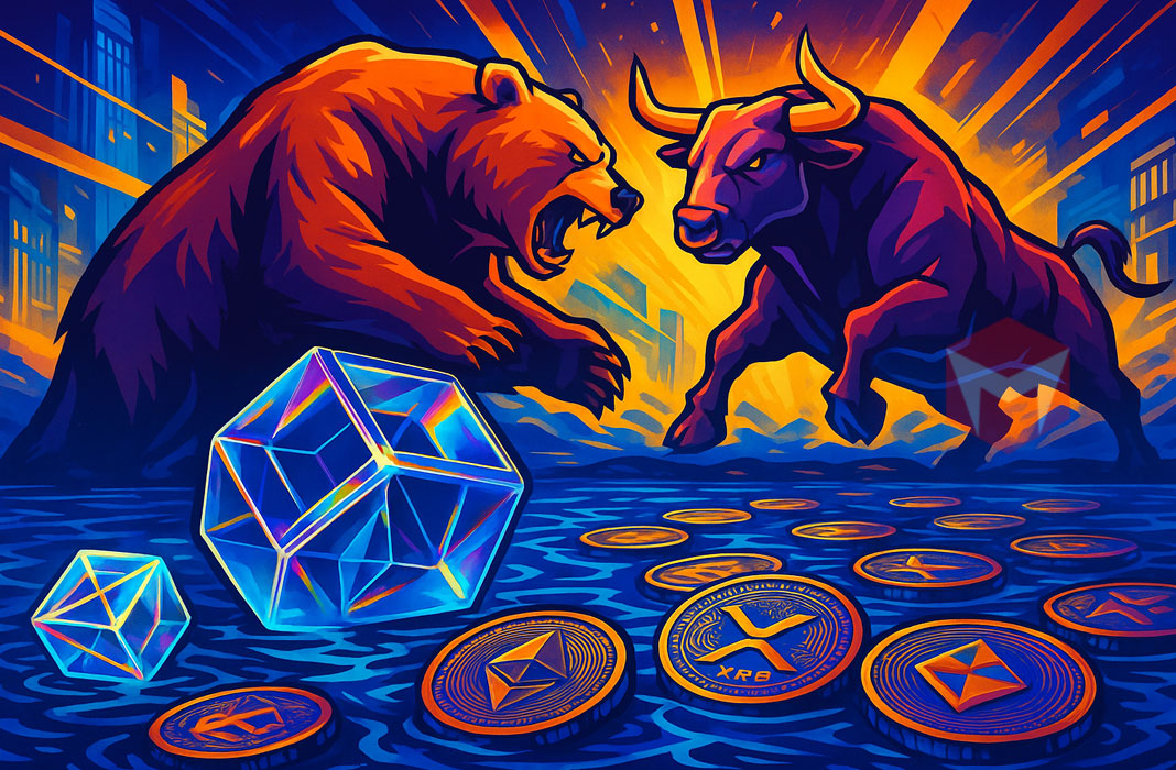 ilustrasi harga altcoin kripto eth xrp yang turun tajam hari ini