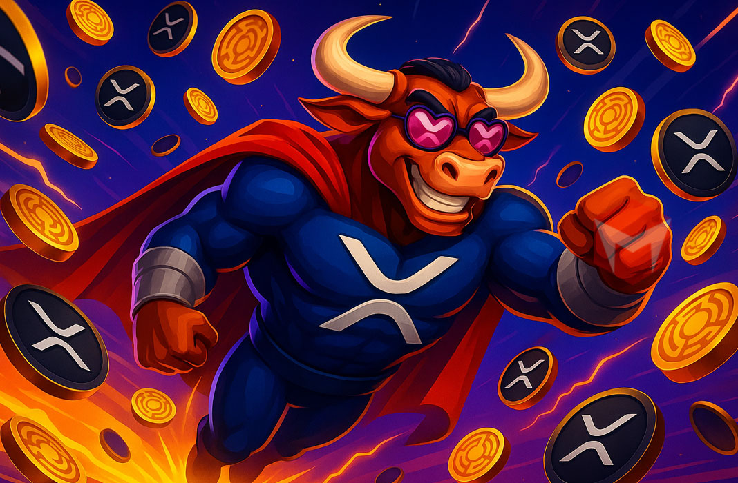 ilustrasi-kenaikan-harga-XRP-dalam-superhero-banteng