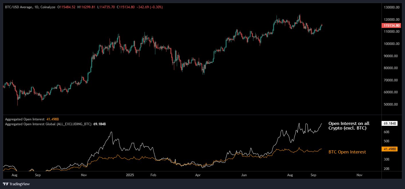 Bitcoin dan Altcoin Open Interest Gap - Maartun