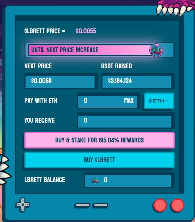 Laman presale token LBRETT