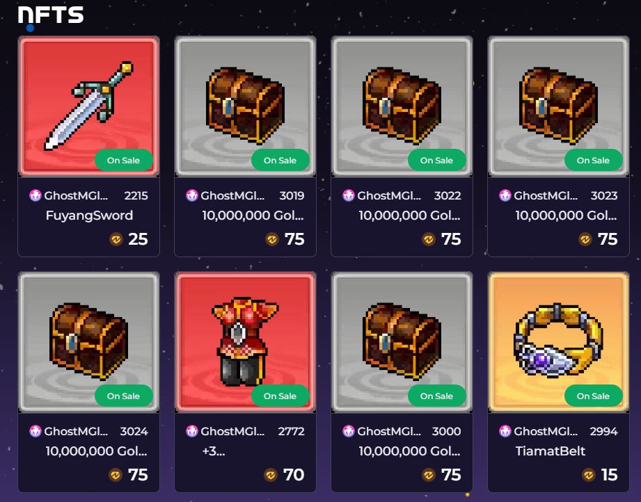 Harga NFT Unbound Gold di Marketplace Numine