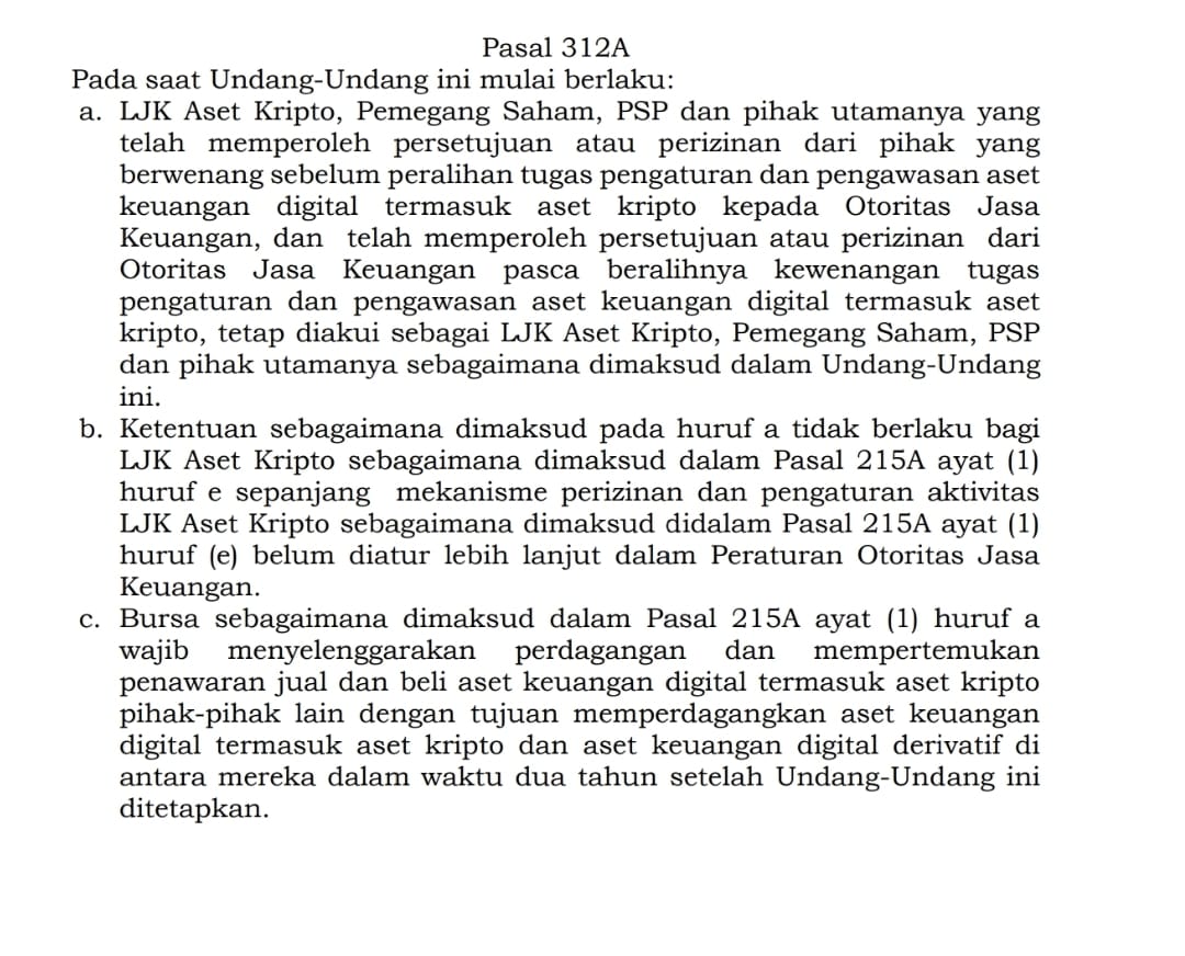 draf Pasal 312A huruf c draf Rancangan Undang-Undang Pengembangan dan Penguatan Sektor Keuangan (RUU P2SK)