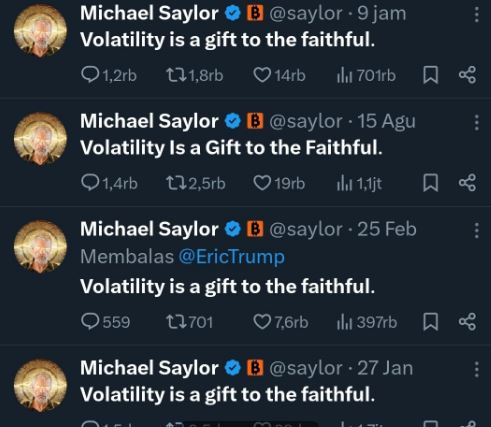 Pola Tweet Michael Saylor Terkait Volatilitas Bitcoin