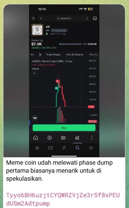 Meme Coin yang Dibagikan oleh Yudo Sadewa di Telegram