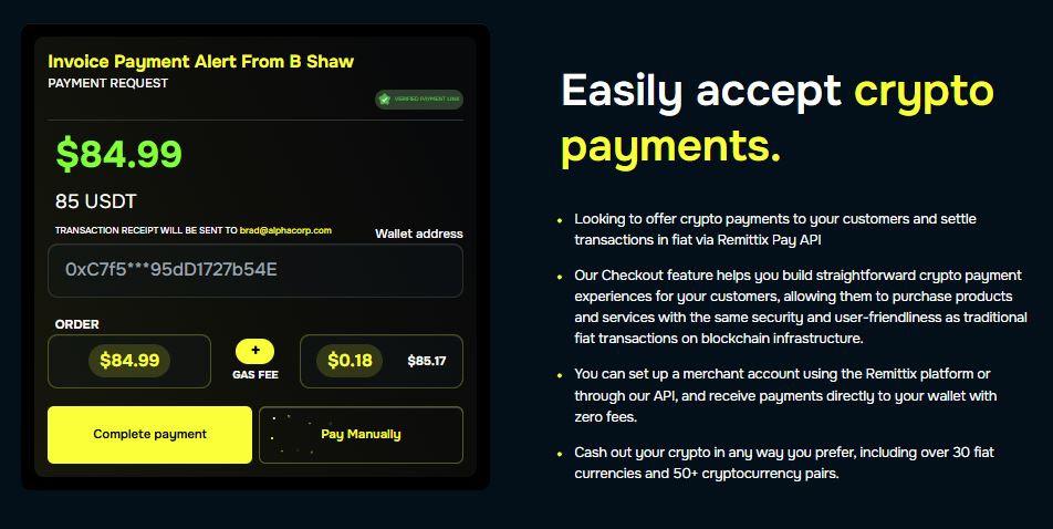 Tampilan Platform Remittix