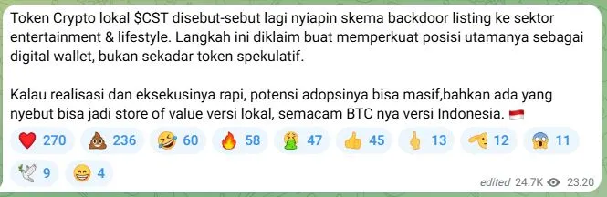 Postingan Anak Purbaya di Kanal Telegram Miliknya
