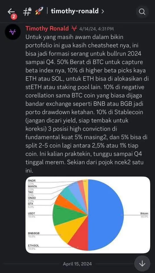 Tangkapan Layar Pesan Timothy Ronald di Akademi Crypto - Aa Bandung