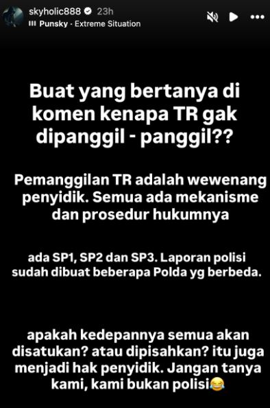 Alasan Timothy Ronald Belum Dipanggil Kepolisian kata Skyholic