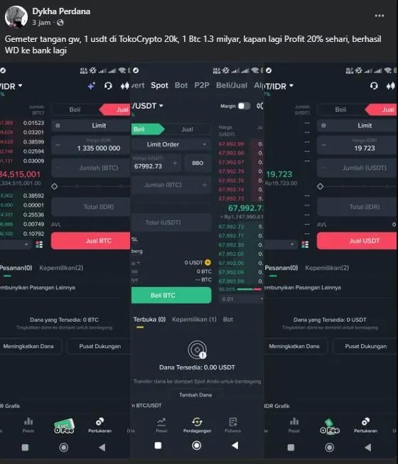 Diskusi Kenaikan Harga USDT oleh Pengguna Tokocrypto
