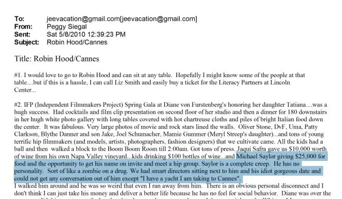 Dokumen pada Epstein Files Terkait Michael Saylor - DOJ