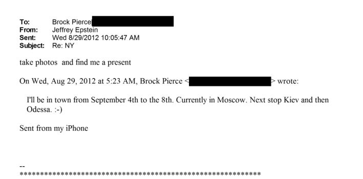 Email Jeffrey Epstein ke Brock Pierce - DOJ