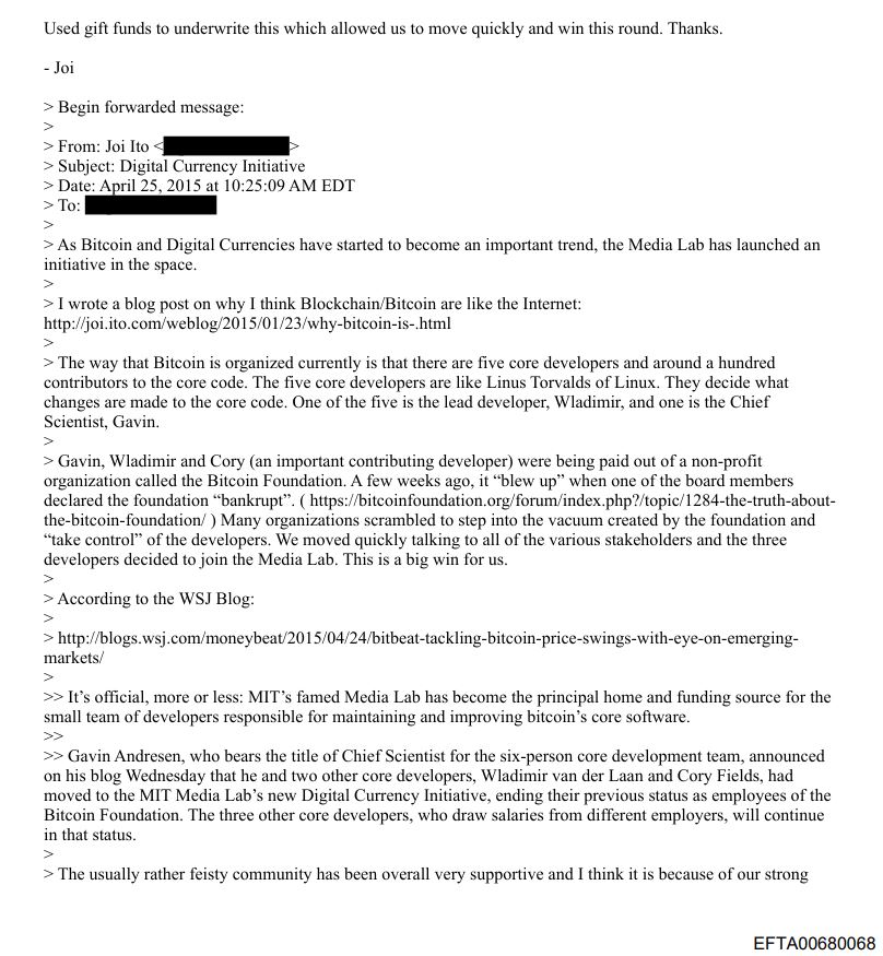 Email Joichi Ito dengan Jeffrey Epstein Bitcoin - DOJ