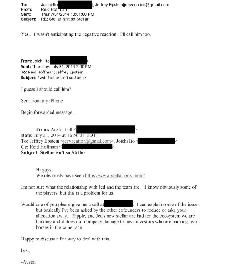 Email di Epstein Files Buka Diskusi Terkait XRP dan Stellar - DOJ