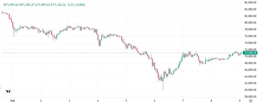 Pergerakan Harga Bitcoin Terbaru (1-9 Februari 2026) - TradingView