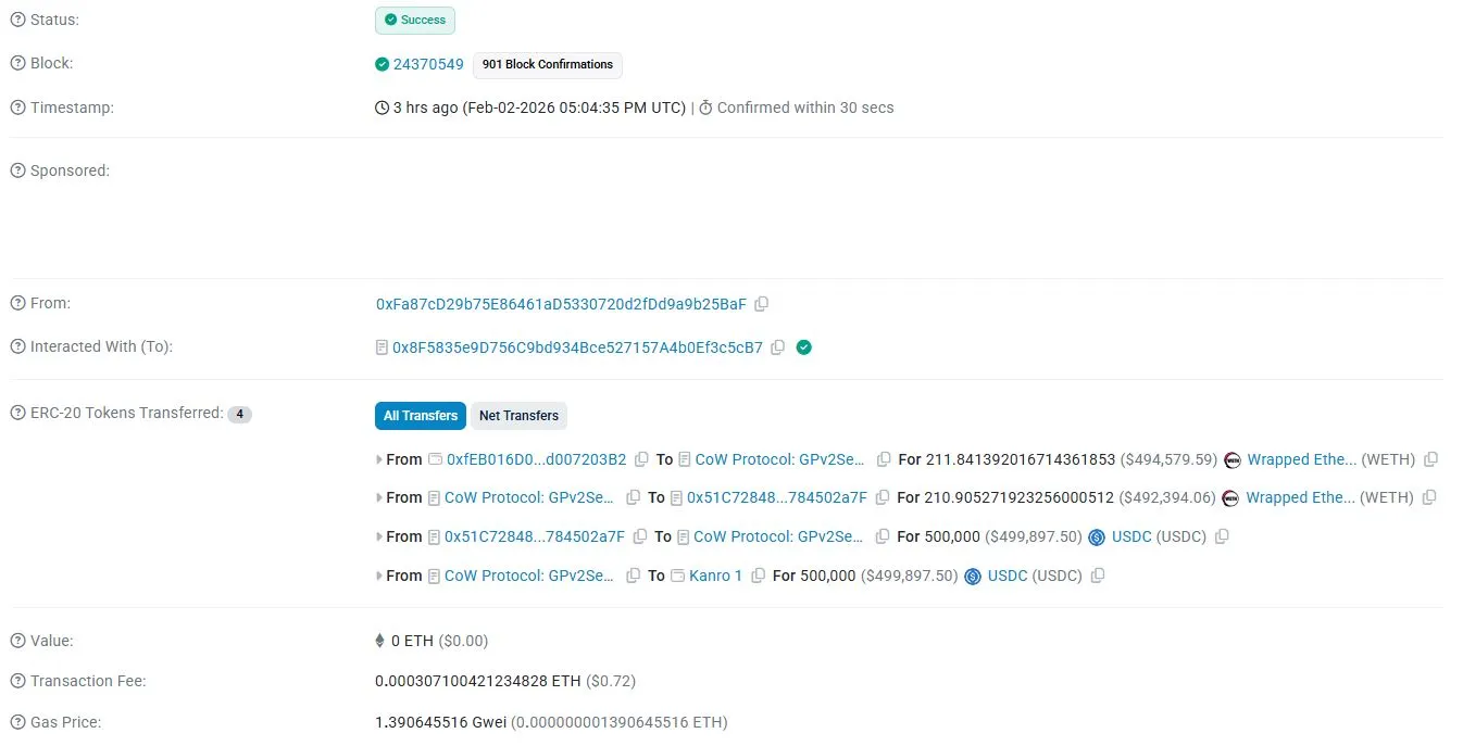 Transaksi Vitalik Buterin yang Menjual Ethereum - EtherScan